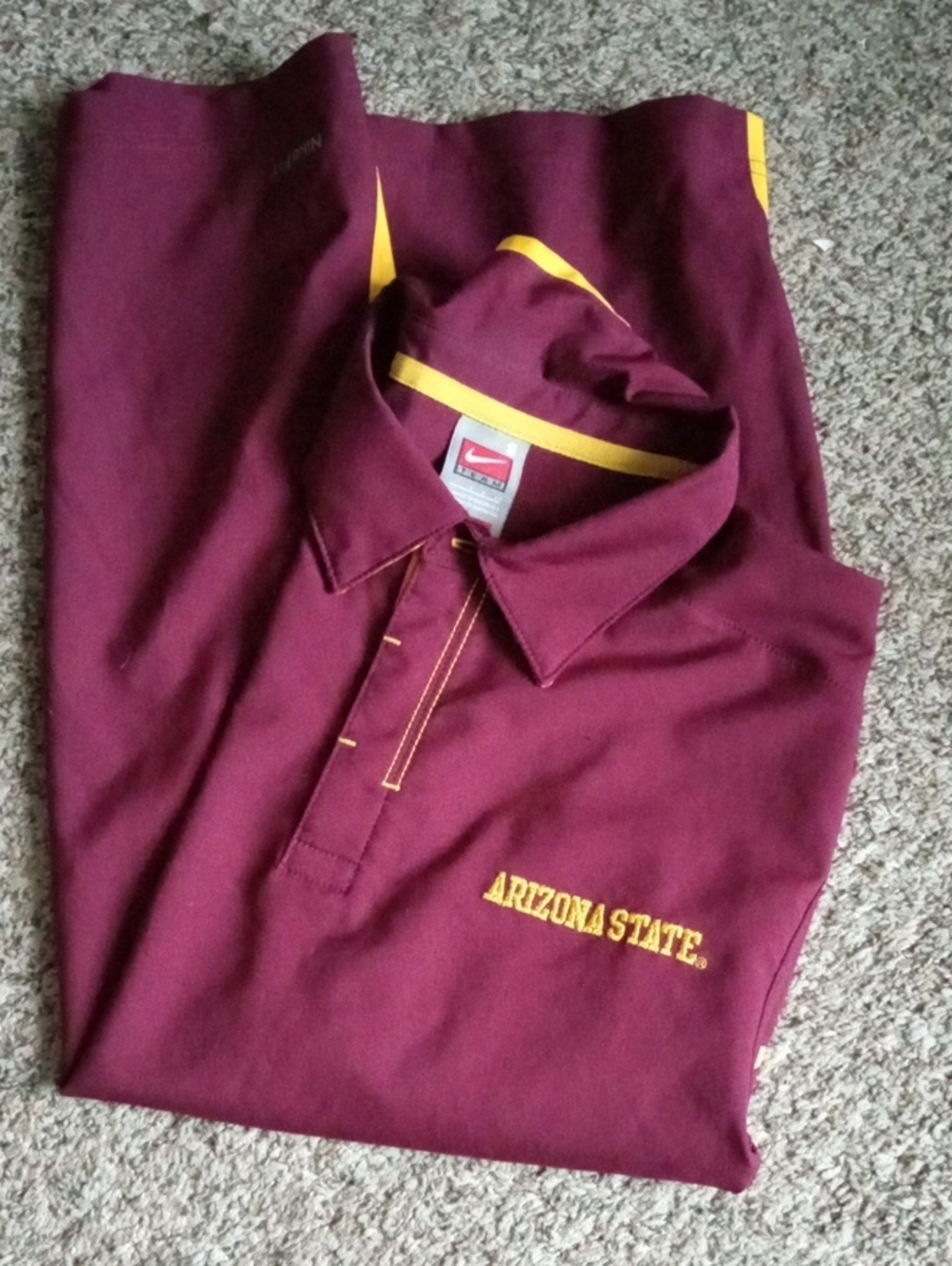 Men's Nike Maroon Polo with Gold Arizona State Embroidery
